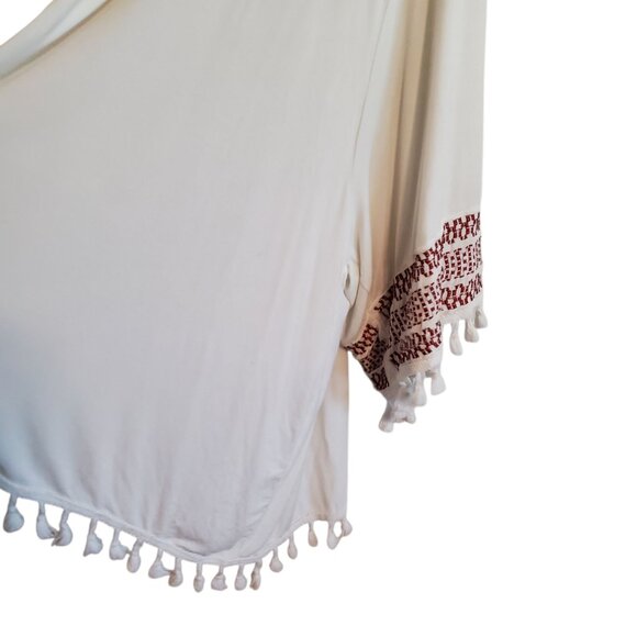 POL Open Tassel Embroidered Lined Cardigan Wide Short Sleeves Large - Picture 8 of 16